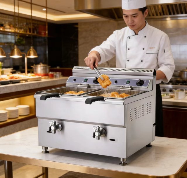 Double bar deep fryer+desktop noodle cooker: a necessary and profitable equipment for the snack indu